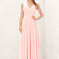 A-line V Neck Sleeveless Chiffon Long/Floor-Length Bridesmaid Dresses With Pleated Nylah DLP0025637