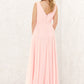 A-line V Neck Sleeveless Chiffon Long/Floor-Length Bridesmaid Dresses With Pleated Nylah DLP0025637