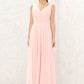 A-line V Neck Sleeveless Chiffon Long/Floor-Length Bridesmaid Dresses With Pleated Nylah DLP0025637