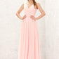 A-line V Neck Sleeveless Chiffon Long/Floor-Length Bridesmaid Dresses With Pleated Nylah DLP0025637