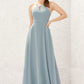 A-line Bateau Sleeveless Long/Floor-Length Chiffon Bridesmaid Dresses Anya DLP0025638