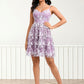 Braelyn A-line V-Neck Short Lace Homecoming Dress With Embroidered DLP0025697