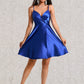 Mckayla A-line V-Neck Short Stretch Satin Homecoming Dress With Pleated DLP0025705