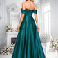 Yaretzi A-line Off the Shoulder Floor-Length Stretch Satin Prom Dresses DLP0025879