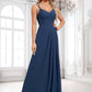 Grace A-line V-Neck Floor-Length Chiffon Bridesmaid Dress DLP0025803