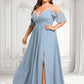 Sophie A-line Cold Shoulder Floor-Length Chiffon Bridesmaid Dress With Ruffle DLP0025797