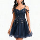 Jordyn A-line V-Neck Short Tulle Lace Homecoming Dress With Sequins DLP0025642