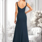 Mandy Trumpet/Mermaid V-Neck Floor-Length Chiffon Prom Dresses With Ruffle DLP0025873