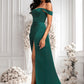 Alondra A-line Off the Shoulder Floor-Length Satin Bridesmaid Dress DLP0025743