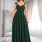 Lara A-line V-Neck Floor-Length Chiffon Bridesmaid Dress With Ruffle DLP0025811