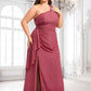 Lara A-line One Shoulder Floor-Length Chiffon Bridesmaid Dress With Ruffle DLP0025824