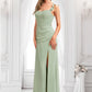 Kirsten A-line Square Floor-Length Chiffon Bridesmaid Dress With Ruffle DLP0025739