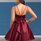 Emerson Ball-Gown/Princess V-Neck Short Satin Homecoming Dress With Bow DLP0025662