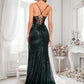 Joan Trumpet/Mermaid V-Neck Sweep Train Sequin Prom Dresses With Sequins DLP0025839