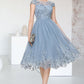 Taylor A-line Scoop Knee-Length Lace Tulle Homecoming Dress With Sequins DLP0020579