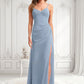 Greta A-line V-Neck Floor-Length Chiffon Bridesmaid Dress DLP0025726