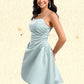 Laila A-line Straight Short Satin Homecoming Dress DLP0025643