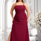 Ruby Trumpet/Mermaid Square Floor-Length Chiffon Bridesmaid Dress DLP0025826