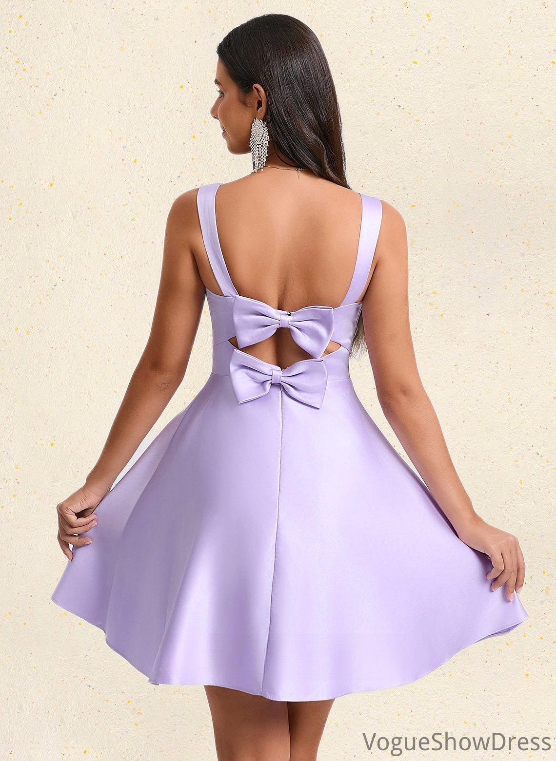 Olga A-line Sweetheart Short Satin Homecoming Dress With Bow DLP0025682