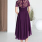 Elizabeth A-line Scoop Asymmetrical Chiffon Lace Homecoming Dress DLP0020587