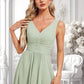 Kaya A-line V-Neck Asymmetrical Chiffon Bridesmaid Dress DLP0025809