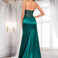 Liliana Trumpet/Mermaid Straight Sweep Train Stretch Satin Prom Dresses With Pleated DLP0025849