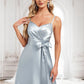 Nancy A-line V-Neck Floor-Length Stretch Satin Bridesmaid Dress DLP0025795