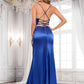 Fatima Trumpet/Mermaid Straight Floor-Length Stretch Satin Prom Dresses DLP0025845