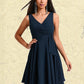 Sherlyn A-line V-Neck Short Chiffon Homecoming Dress With Pleated DLP0025644