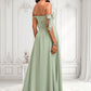 Samantha A-line Cowl Floor-Length Chiffon Bridesmaid Dress With Bow DLP0025738