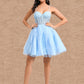 Raelynn Ball-Gown/Princess Sweetheart Short Lace Tulle Homecoming Dress With Ruffle DLP0025707