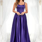 Lori Ball-Gown/Princess Scoop Floor-Length Satin Prom Dresses With Appliques Lace Beading DLP0025865