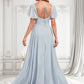 Carolina A-line Square Asymmetrical Chiffon Bridesmaid Dress DLP0025796