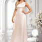 Kadence A-line One Shoulder Floor-Length Stretch Satin Bridesmaid Dress With Ruffle DLP0025818