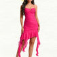 Skye Bodycon V-Neck Asymmetrical Chiffon Homecoming Dress With Cascading Ruffles DLP0025712