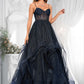 Kaia Ball-Gown/Princess V-Neck Floor-Length Tulle Prom Dresses DLP0025863