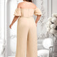 Renata Jumpsuit/Pantsuit Off the Shoulder Square Floor-Length Chiffon Bridesmaid Dress DLP0025791