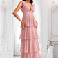 Aliza A-line V-Neck Floor-Length Chiffon Bridesmaid Dress DLP0025749