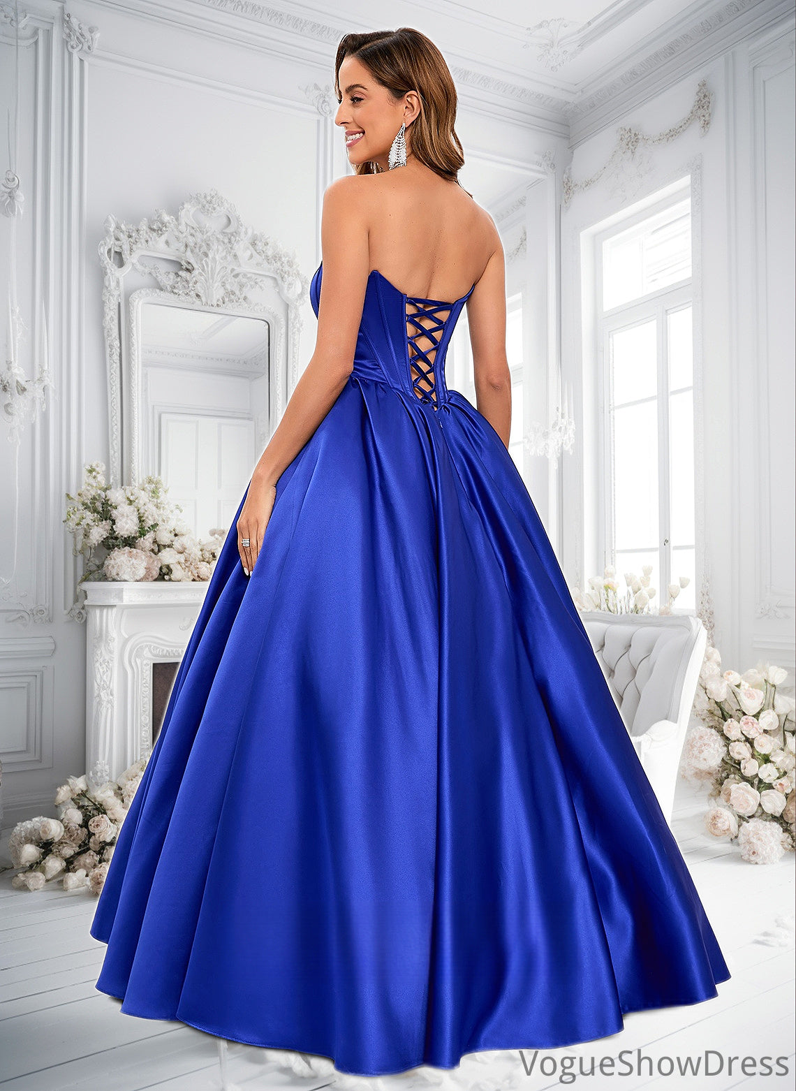 Marilyn Ball-Gown/Princess Straight Floor-Length Satin Prom Dresses DLP0025831