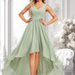 Kaya A-line V-Neck Asymmetrical Chiffon Bridesmaid Dress DLP0025809