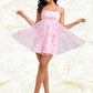 Olivia A-line Straight Mini Lace Homecoming Dress With Bow Flower DLP0025670