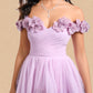 Janiya Ball-Gown/Princess Off the Shoulder Short Tulle Homecoming Dress With Pleated Flower DLP0025668