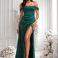 Alondra A-line Off the Shoulder Floor-Length Satin Bridesmaid Dress DLP0025743