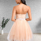 Sloane Ball-Gown/Princess Sweetheart Short Tulle Homecoming Dress With Bow DLP0025719