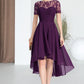 Elizabeth A-line Scoop Asymmetrical Chiffon Lace Homecoming Dress DLP0020587