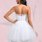 Kaiya Ball-Gown/Princess Asymmetrical Short Tulle Homecoming Dress With Bow DLP0025709