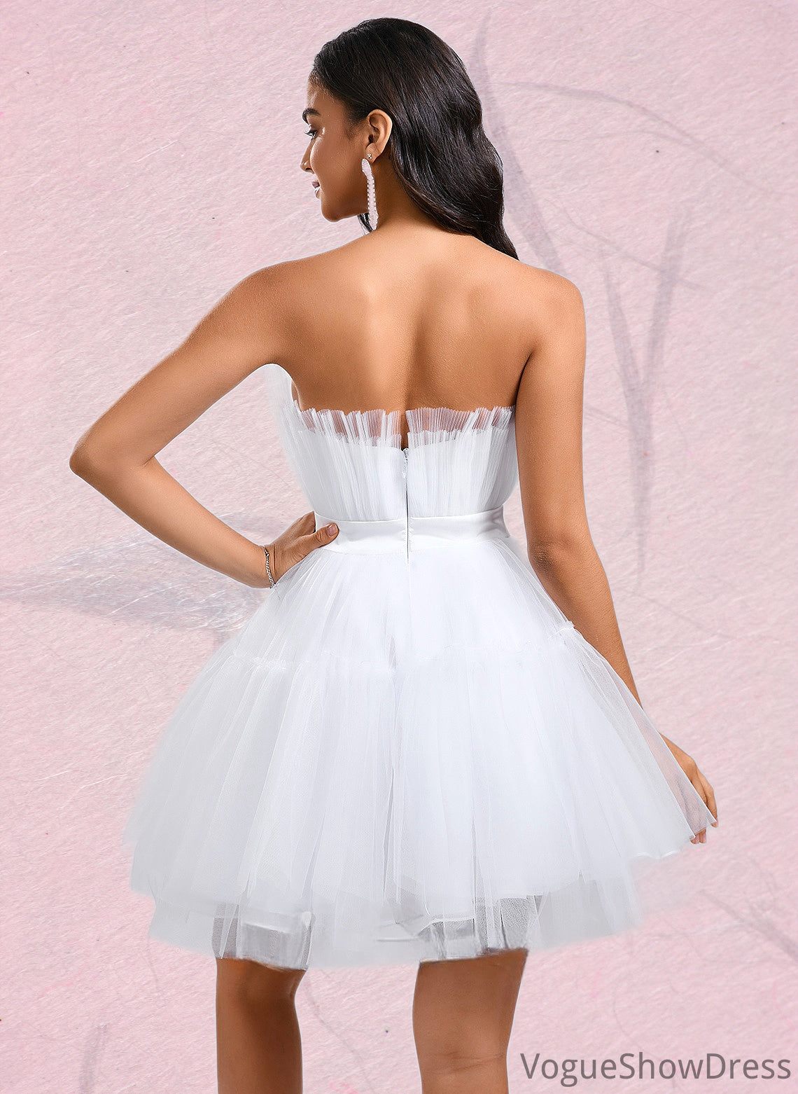 Kaiya Ball-Gown/Princess Asymmetrical Short Tulle Homecoming Dress With Bow DLP0025709