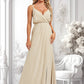 Paloma A-line V-Neck Floor-Length Chiffon Bridesmaid Dress DLP0025790