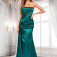 Liliana Trumpet/Mermaid Straight Sweep Train Stretch Satin Prom Dresses With Pleated DLP0025849