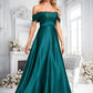 Yaretzi A-line Off the Shoulder Floor-Length Stretch Satin Prom Dresses DLP0025879